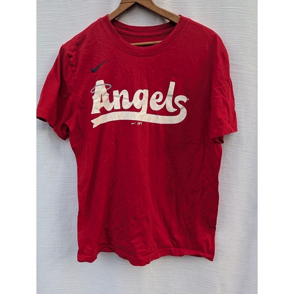 Los Angeles Women's Angels Nike Logo Tee Shirt Sz M‎ City Connect Red MLB